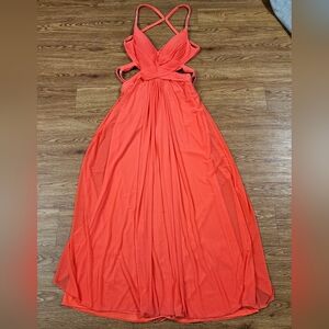 Anny Lee XL Coral Beaded Strappy Back Formal Prom Maxi Dress